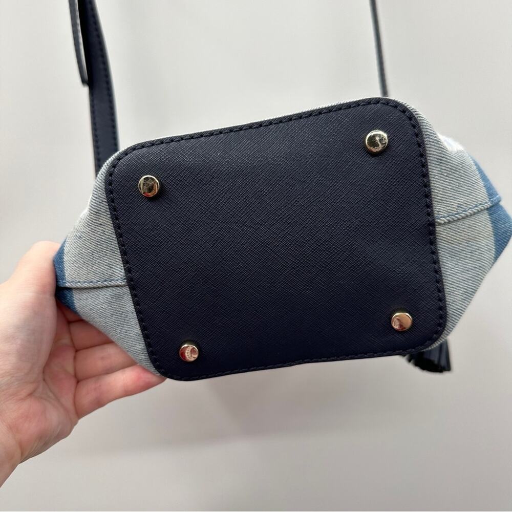 Kate Spade California Dreaming Pippa Blue‎ Denim Palm Tree Bucket Bag NEW RARE - Picture 4 of 14